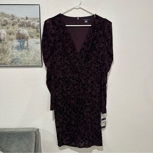 Tommy Hilfiger Women’s Puff Sleeve V-Neck Wrap Dress in Aubergine
